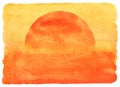 Sunset or sunrise watercolor illustration