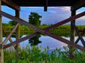 Sunset at the swamp boat ramp Royalty Free Stock Photo