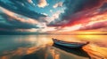Sunset Symphony: A Rowing Ballet Royalty Free Stock Photo