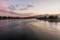Sunset at Syr Darya river in Khujand, Tajikist