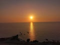 Tartus, Syria .19 August 2019.Beautiful sunset on the coast of Baniyas, Royalty Free Stock Photo