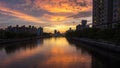 The sunset in Tainan Canal