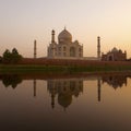 Sunset at the Taj Mahal. Royalty Free Stock Photo