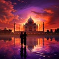 Sunset at the Taj Mahal Royalty Free Stock Photo