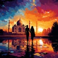 Sunset at the Taj Mahal Royalty Free Stock Photo