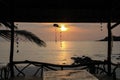 Sunset taken out of a bungalow on a remote island in thailand Royalty Free Stock Photo
