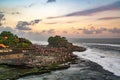 Sunset at Tanah Lot Temple on Sea in Bali Island, Indonesia Royalty Free Stock Photo