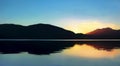 Sunset on Te Anau lake in New Zealand.