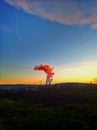 Sunset and temelin nuclear power plant