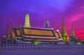 Sunset Temple Emerald Buddha Grand Palace Bangkok Thailand Royalty Free Stock Photo