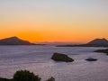 Sunset Over Sea at Cape Sounion Royalty Free Stock Photo