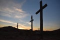 Sunset on three Crosses at the Holy City in Oklahoma