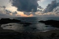 Sunset tide at Thai beach bay