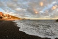 Sunset time at the beach. Cavi di Lavagna. Tigullio gulf. Liguria. Italy Royalty Free Stock Photo