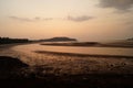 Sunset time on Chapora river. Goa, India.