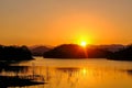 Sunset time at Kaeng-Krachan Dam Thailand National Park Royalty Free Stock Photo