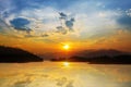 Sunset time at Kaeng-Krachan Dam Thailand National Park Royalty Free Stock Photo