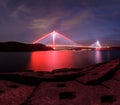 Sunset time on new bosphorus bridge of Istanbul Royalty Free Stock Photo