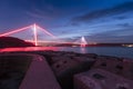 Sunset time on new bosphorus bridge of Istanbul Royalty Free Stock Photo