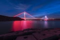 Sunset time on new bosphorus bridge of Istanbul Royalty Free Stock Photo