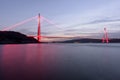 Sunset time on new bosphorus bridge of Istanbul Yavuz Sultan Selim Royalty Free Stock Photo