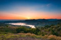 Sunset time over the dam Royalty Free Stock Photo
