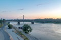 Sunset time over Vistula river in Warsaw, Poland