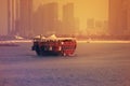 Sunset time view of Boat in AJMAN CORNICHE, DUBAI on 26 JUNE 2017 Royalty Free Stock Photo