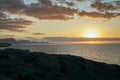 Sunset time on the west coast of Fuerteventura, canary Island, spain Royalty Free Stock Photo