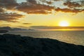 Sunset time on the west coast of Fuerteventura, canary Island, spain Royalty Free Stock Photo