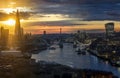 Sunset to night seamless view to the Tower Bridge and the City of London Royalty Free Stock Photo