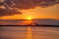 Sunset  at Tokyo bay , Japan in autumn. Royalty Free Stock Photo