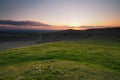 Sunset from the top of Knap Hill looking across the Vale of Pewsey, North Wessex Downs, Wiltshire Royalty Free Stock Photo