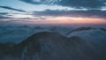 Sunset on top of mountain Rotwand in the Bavarian Alps in Germany 4K time-lapse.