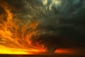 Sunset Tornado. Destroying force, nature phenomenon Royalty Free Stock Photo