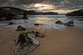 Sunset on the Toro beach. Llanes. Spain. Royalty Free Stock Photo