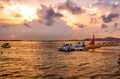 Sunset on the tourist port of Marina, Baria-Vungtau Vietnam. Royalty Free Stock Photo