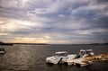 Sunset on the tourist port of Marina, Baria-Vungtau Vietnam. Royalty Free Stock Photo