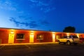 Sunset in touristic motel. USA car travel Royalty Free Stock Photo