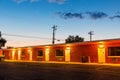 Sunset in touristic motel. USA car travel Royalty Free Stock Photo