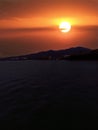 Sunset towards evening In the Sunda Strait Royalty Free Stock Photo