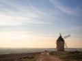 Sunset on traditional windmill, in Belmonte, Spain