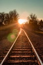 Sunset on Train Track in Philomath Oregon Royalty Free Stock Photo