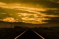 Sunset on Train Tracks Royalty Free Stock Photo