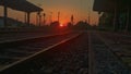 Sunset at Trainstation Royalty Free Stock Photo