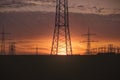 Sunset with transmission towers