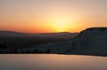 Sunset in travertines of Pamukkale Royalty Free Stock Photo