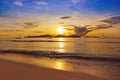 Sunset on tropical beach - Seychelles Royalty Free Stock Photo