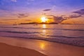 Sunset on tropical beach - Seychelles Royalty Free Stock Photo