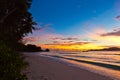 Sunset on tropical beach - Seychelles Royalty Free Stock Photo